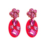 ( rose Red)occidental style exaggerating Acrylic earrings womanins trend Rhinestone earring Bohemia long style Earring