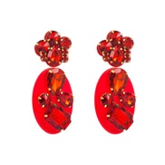 (red )occidental style exaggerating Acrylic earrings womanins trend Rhinestone earring Bohemia long style Earring
