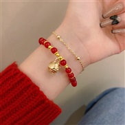 (D 16gold red )Double layer new medium retro bracelet personality high temperament samll samll