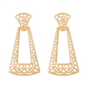 ( Gold)E occidental style exaggerating fashion geometry creative style earrings  brief Metal wind fashion hollow Earring