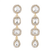 (gold +White Diamond ) retro earrings woman  geometry Irregular style earring fully-jewelled drop layering Earring