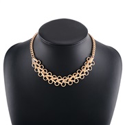 ( Gold)occidental style Metal wind personality chain  hollow circle weave punk short style temperament clavicle chain