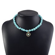 occidental style eyes turquoise necklace  Bohemian style chain Irregular beads