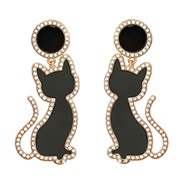 ( black)earrings cat earrings exaggerating occidental style Earring woman Alloy enamel diamond lovely animal