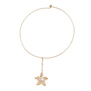 ( white)spring occidental style necklace Five-pointed star flowers Collar woman Alloy star flowers diamond