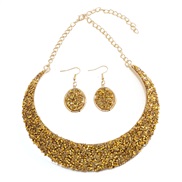 ( yellowKCgold ) occidental style exaggerating mixed color Rhinestone gem necklace Collar Earring set ethnic style high