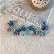 (E 873  blue)occidental styleins wind original exaggeratingv flowers buckle handmade weave earrings brief fashion Earri