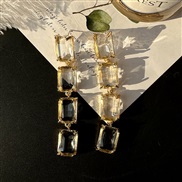 (E 744  Champagne gold)occidental styleearring women fashion Earring  Alloy embed fully-jewelled long style earrings  a