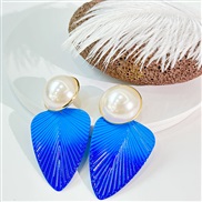 (E 648  light blue blue )occidental style fashion  gradual change leaves earrings womanins trend all-Purpose Pearl temp
