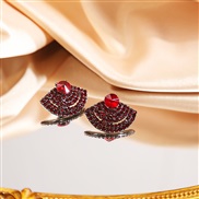 (E335  13/red )occidental style sector multilayer row diamond earrings  retro zircon ear stud samll Earring woman