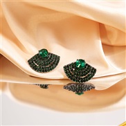 (E3353 4/ green)occidental style sector multilayer row diamond earrings  retro zircon ear stud samll Earring woman