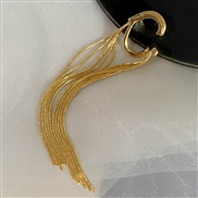 (  Gold)occidental style Metal wind tassel Ear clip fashion retro high Earring