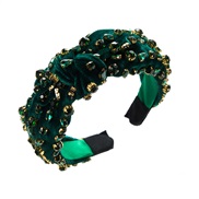 ( green) Headband occidental style fashion exaggerating velvet diamond Headband personality high temperament width wo