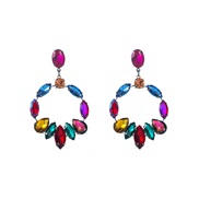 ( Color)occidental style fashion geometry Round exaggerating Alloy color glass diamond fully-jewelled personality woman