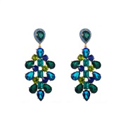 (blue green )occidental style fashion earrings woman Bohemia color Alloy diamond drop exaggerating long style