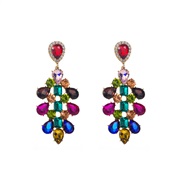 ( Color)occidental style fashion earrings woman Bohemia color Alloy diamond drop exaggerating long style