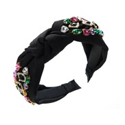 ( black) Headband occidental style pure color Cloth embed glass diamond Headband width high retro wind