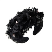 ( black) Headband woman occidental style crafts flowers Headband big width high embed crystal flower