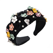 ( Black color ) Headband occidental style pure color Clothdiy flowers Pearl Headband creative woman