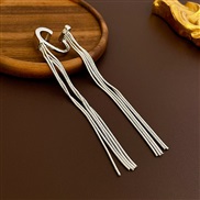 ( Silver Tassels) Metal long style tassel earring Korea fashion elegant temperament high earrings woman