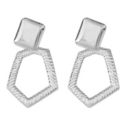 ( Silver)ins wind Alloy earrings occidental style Earring woman trend brief Metal more geometry