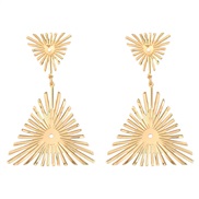 ( Gold)Alloy earrings occidental style Earring woman trend brief Metal triangle sun flower geometry
