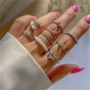 (55951 1) butterfly diamond more ring retro Pearl ring woman samll high ring set