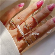 (55951 2) butterfly diamond more ring retro Pearl ring woman samll high ring set