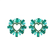 ( green)occidental style Alloy diamond Rhinestone Metal sun flower heart-shaped earrings woman love fashion brief Earri