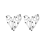 ( Silver)occidental style retro creative Irregular hollow Metal love Modeling earrings woman temperament personality ea
