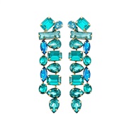 ( Lake Blue )occidental style fashion super Alloy diamond fully-jewelled long style tassel earring temperament earrings