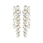 ( white)occidental style super fashion Alloy diamond fully-jewelled geometry tassel luxurious high Earring woman