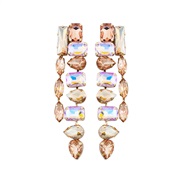 ( champagne)occidental style super fashion Alloy diamond fully-jewelled geometry tassel luxurious high Earring woman