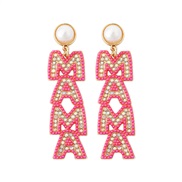 ( rose Red)occidental style personality exaggerating creative Alloy diamond Word earrings