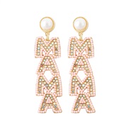 ( Pink)occidental style personality exaggerating creative Alloy diamond Word earrings
