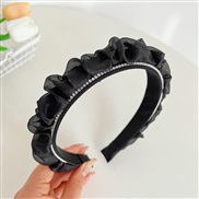 ( black )Korean style Rhinestone Headband high width Headband high temperament big