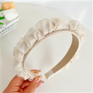 ( Beige )Korean style Rhinestone Headband high width Headband high temperament big