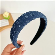 ( Navy blue ) same style classic jean Headband high Headband brief wind woman