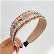 ( Pink width )Korean style Bohemia all-Purpose trend Headband weave Headband head