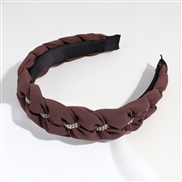 ( Red brown) twisted Headband Rhinestone high-end occidental style fashion Headband all-Purpose