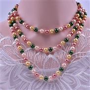 (15color 4)occidental style fashion beads chain mixed color glass imitate Pearl long necklace long multilayer sweater c