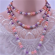 (15color 6)occidental style fashion beads chain mixed color glass imitate Pearl long necklace long multilayer sweater c