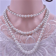 (15 white)occidental style fashion beads chain mixed color glass imitate Pearl long necklace long multilayer sweater ch