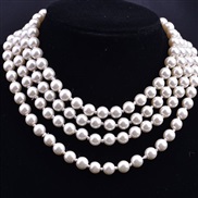 (15 Beige)occidental style fashion beads chain mixed color glass imitate Pearl long necklace long multilayer sweater ch