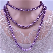 (15purple)occidental style fashion beads chain mixed color glass imitate Pearl long necklace long multilayer sweater ch
