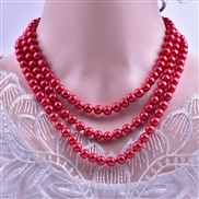 (15 red)occidental style fashion beads chain mixed color glass imitate Pearl long necklace long multilayer sweater chain