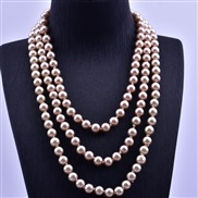 (15 champagne)occidental style fashion beads chain mixed color glass imitate Pearl long necklace long multilayer sweate