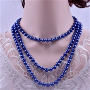 (15 sapphire blue )occidental style fashion beads chain mixed color glass imitate Pearl long necklace long multilayer s