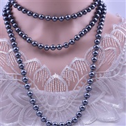 (15 gray)occidental style fashion beads chain mixed color glass imitate Pearl long necklace long multilayer sweater cha