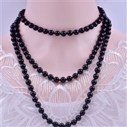 (15 black)occidental style fashion beads chain mixed color glass imitate Pearl long necklace long multilayer sweater ch